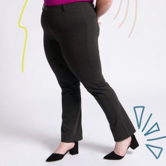 BetaBrand Dress Pant Yoga Pants Black Straight Leg - Picture 1 of 4